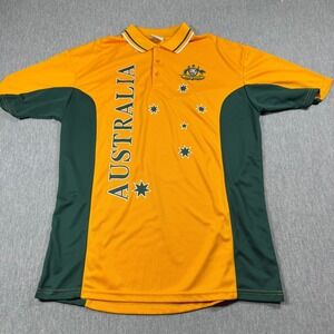 Oz Designs Polo Shirt Mens 3XL Yellow Australia Coat of Arms Southern Cross Golf